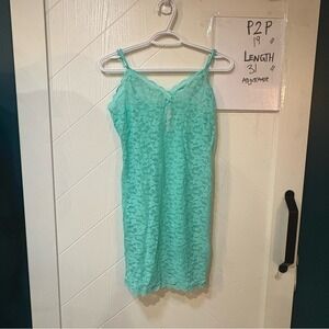 Victoria's Secret Mint Green Floral Lace Sheer Slip Dress Lingerie Chemise Large